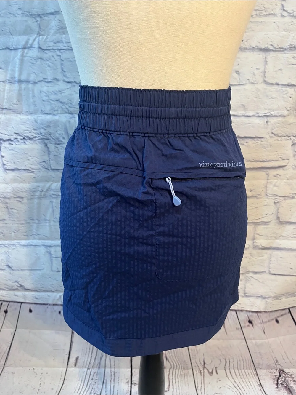 Vineyard Vines Active Skirt Drawstring Blue Textured Mini Size Small Vacation